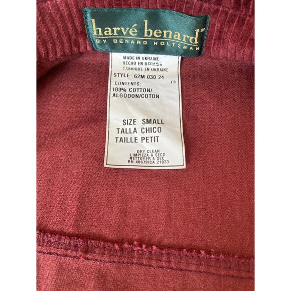 Harve Benard Burgundy Wine Corduroy Jacket Coat Blazer Barn SZ S C100116 - Picture 4 of 6